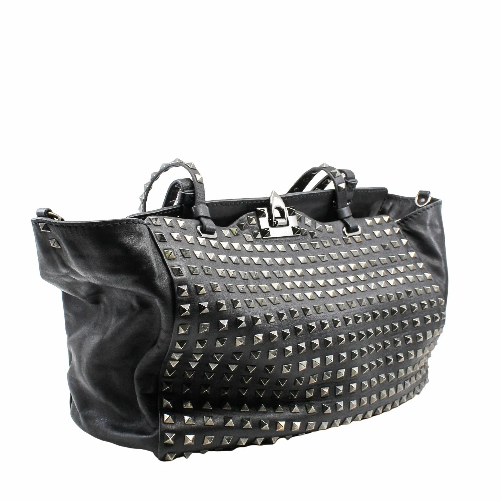 Studded Rockstud Tote Black