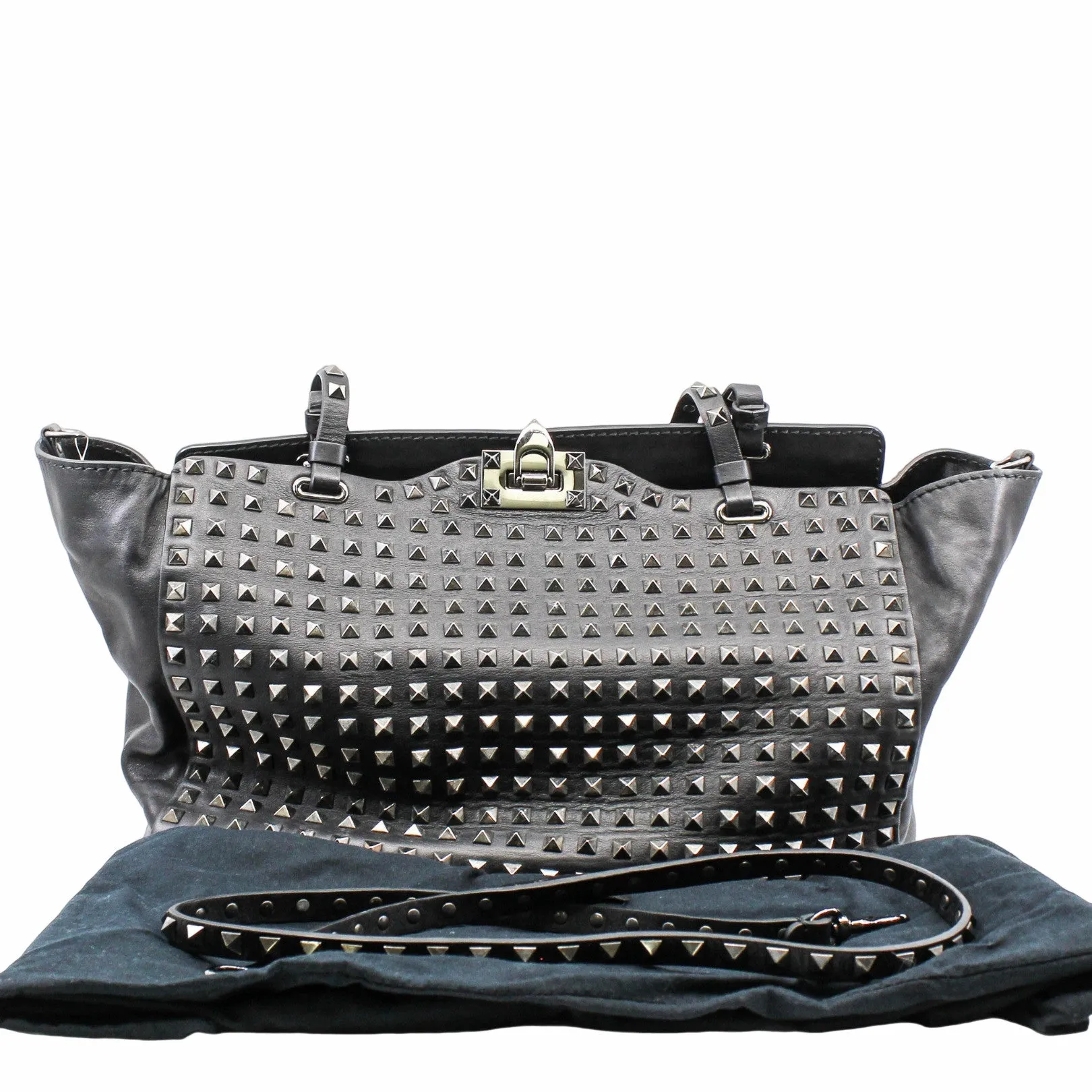 Studded Rockstud Tote Black