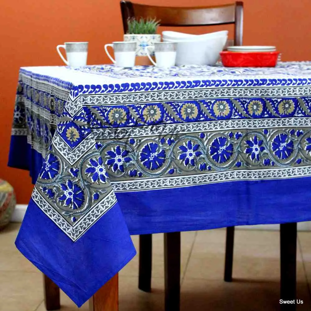Sunflower Symphony Cotton Floral Tablecloth Rectangle, Tranquil Skyline