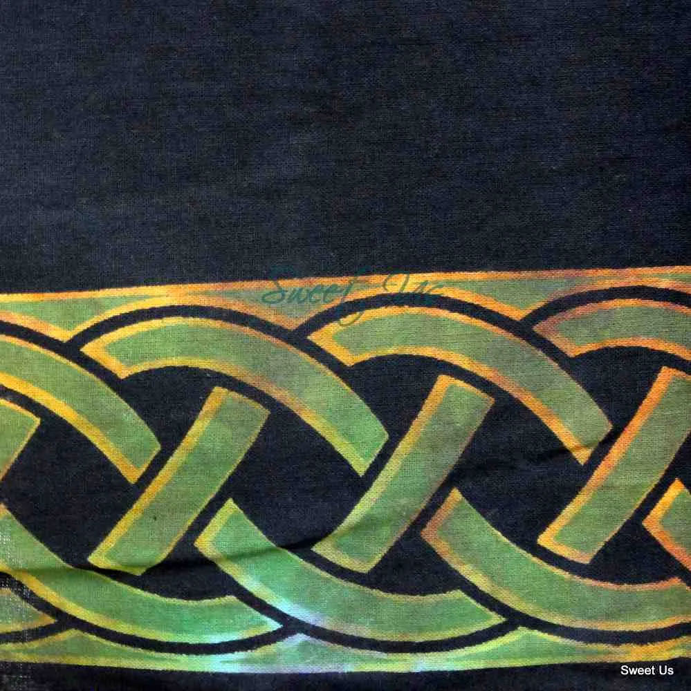 Tie-Dye Cotton Celtic Lucky Clover Tablecloth Rectangle, Round Multicolor Linen