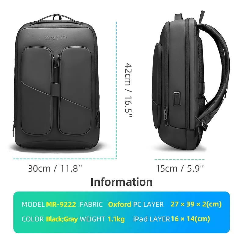 Ultra Slim Laptop Backpack for Work Casual Business Travel Bag with USB Charging Port