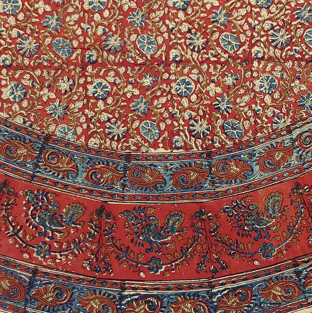 Vegetable Dye Hand Block Print Floral Cotton Round Tablecloth 60x90 60x60 Red