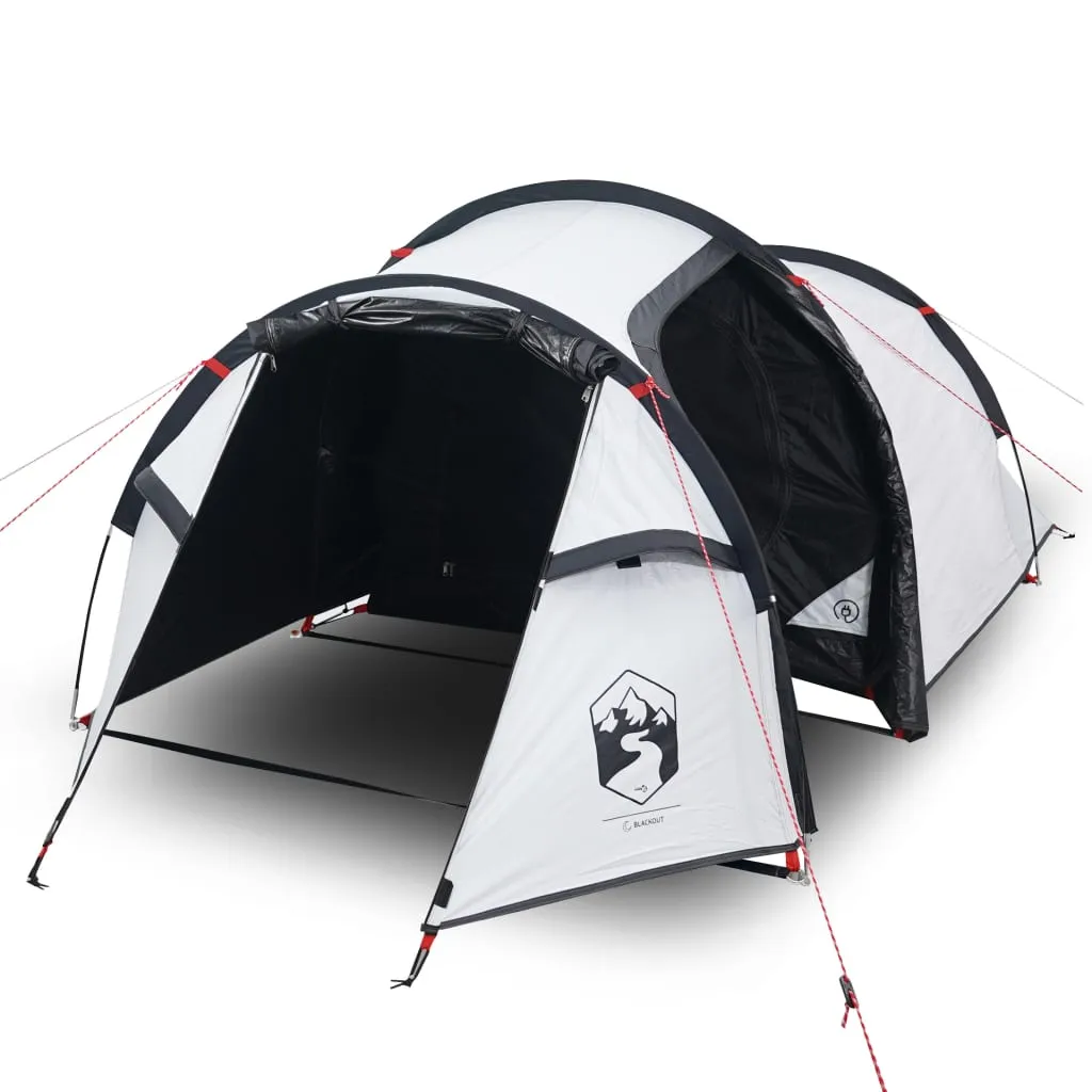 vidaXL Camping Tent Tunnel 2-Person White Blackout Fabric Waterproof