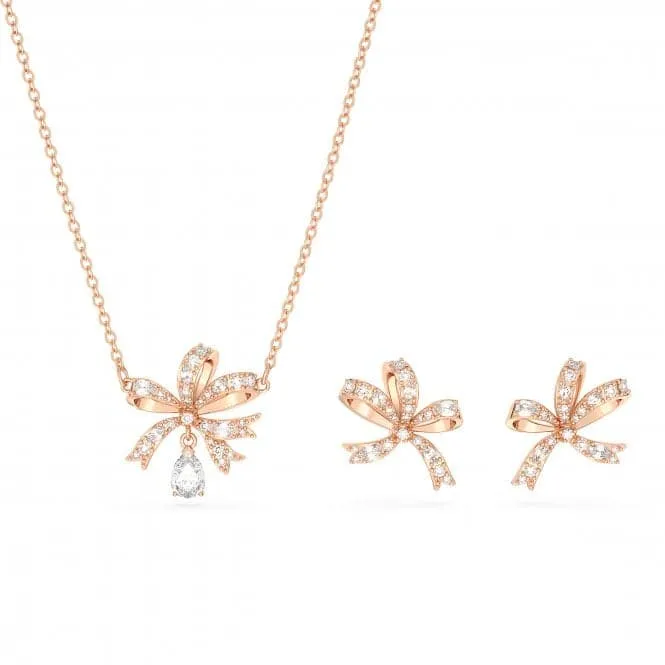 Volta Rose Gold-Tone Plated White Bow Set 5661680