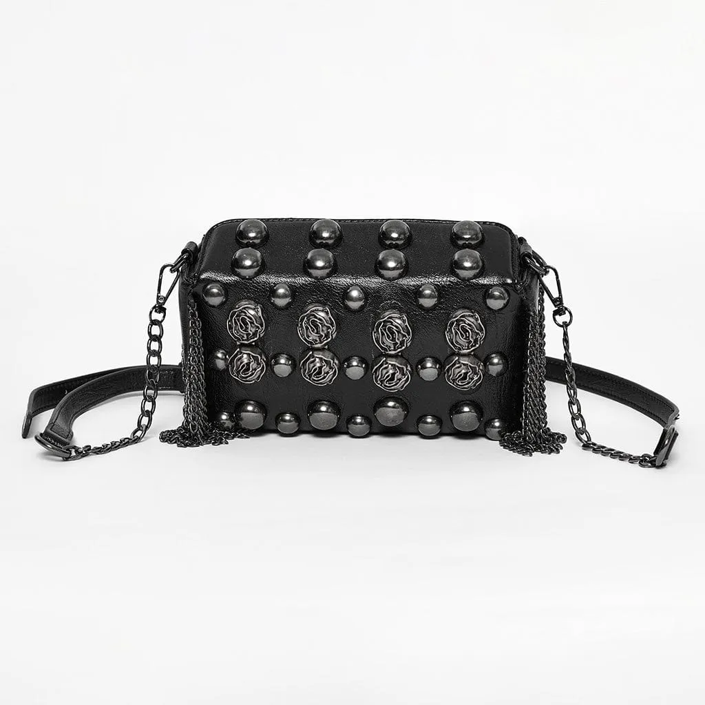 Women's Gothic Beaded Rose Faux Leather Bag